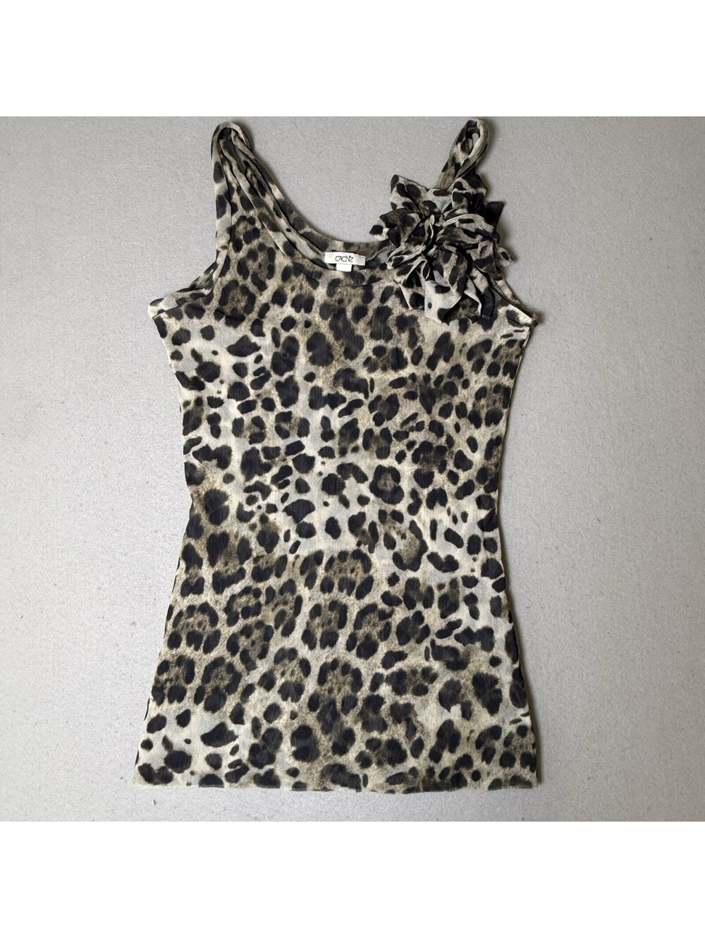 Vintage Cache Leopard Animal Sleeveless Tank Top Y2K Cami Sz XL Flower Cheetah